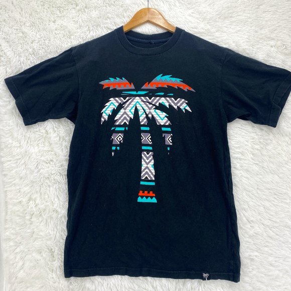 BLVD SUPPLY Men's Black Short Sleeve T-Shirt White Graphic Palm Tree Large L - Picture 1 of 8